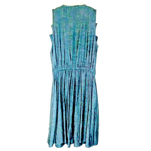 Metropark Dress M Gray Linen Cotton Blend Gathered Waist Dark Academic Lagenlook - Picture 2 of 6